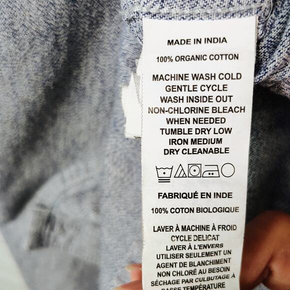 prAna Men's Medium gray Blue Button-Down Short Sleeve Shirt - Picture 8 of 10